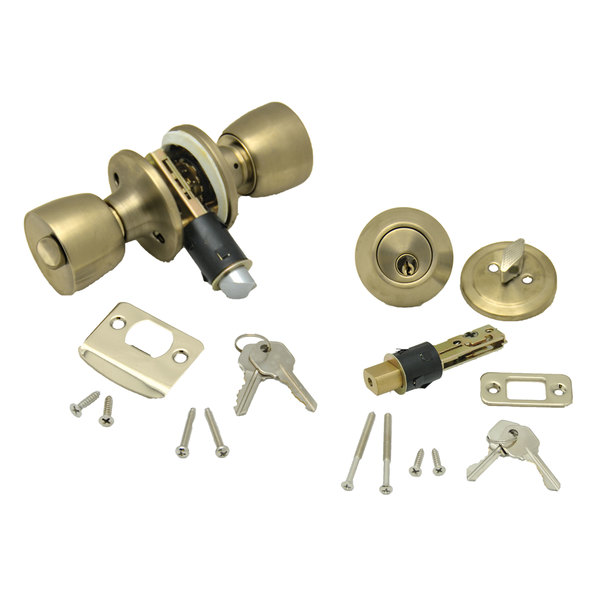 Ap Products AP Products 013-234 Combo Lock Set with Knob Lock and Dead Bolt - Polished Brass 013-234